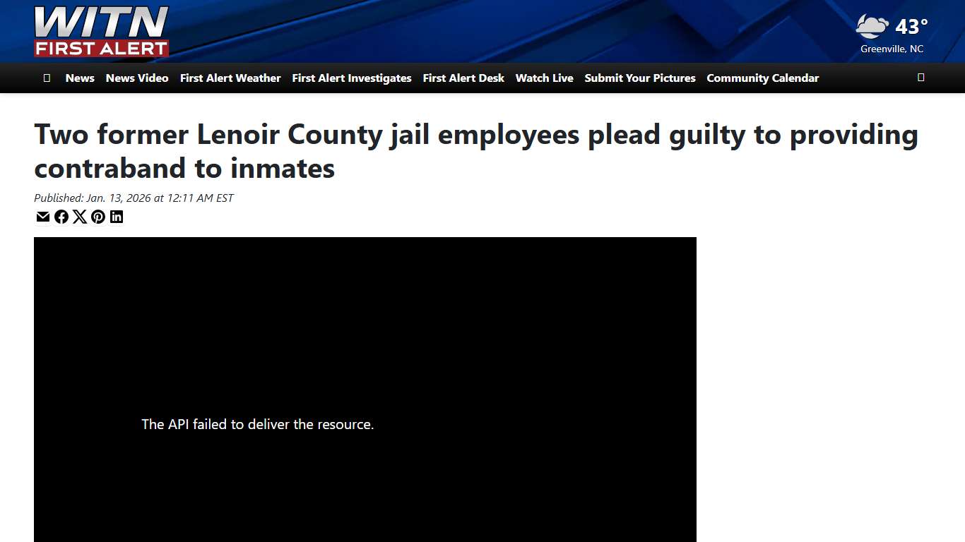 Two former Lenoir County jail employees plead guilty to providing contraband to inmates