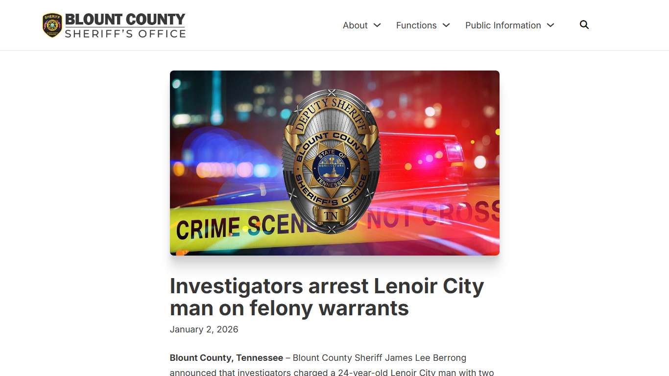 Investigators arrest Lenoir City man on felony warrants - BCSO