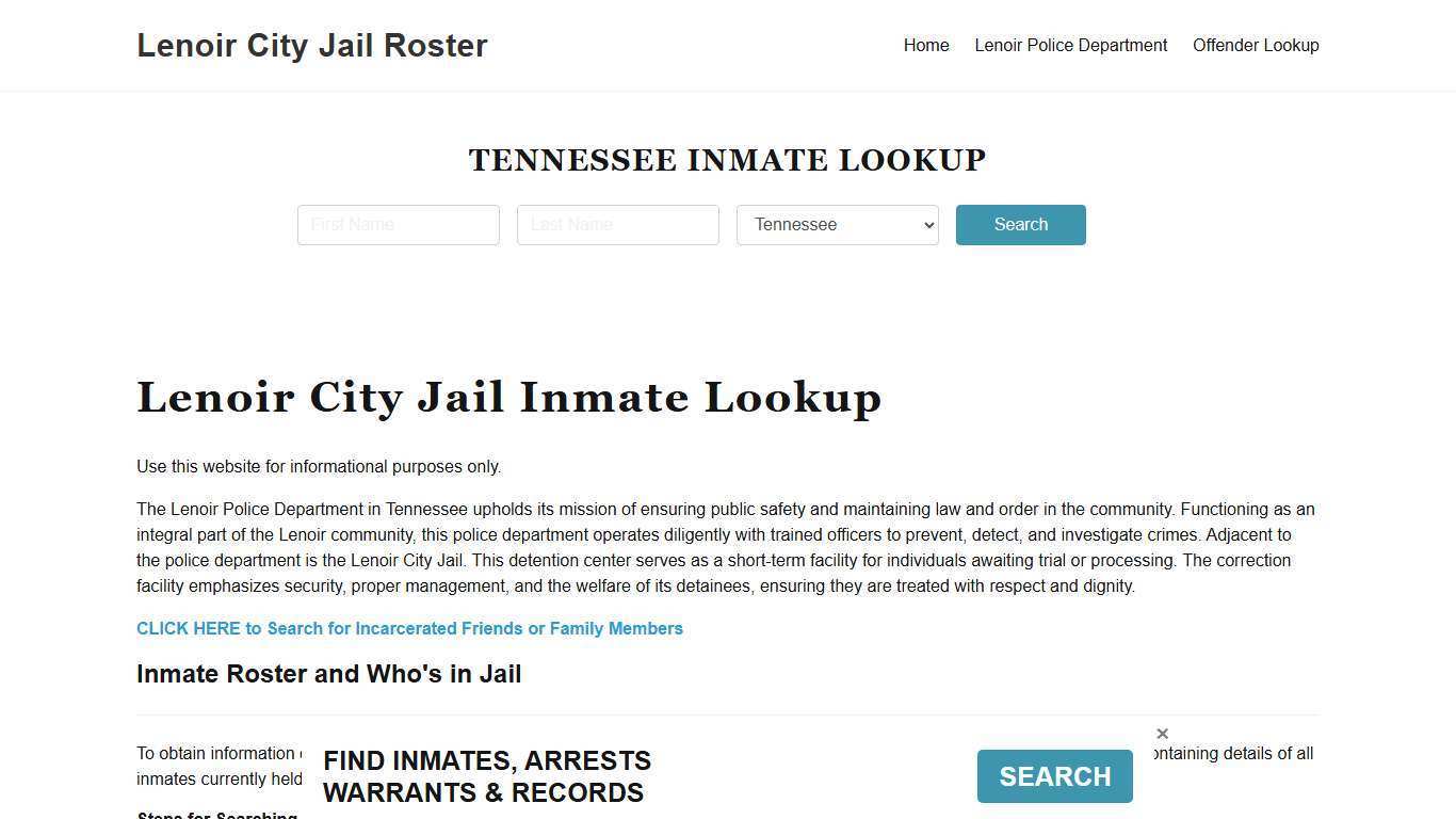 Lenoir City Jail, TN Inmate Search, Jail Roster, Bookings